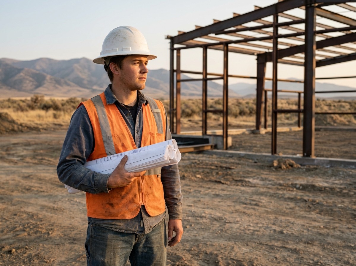 A Mister Engineering Works engineer on a construction site in Wyoming